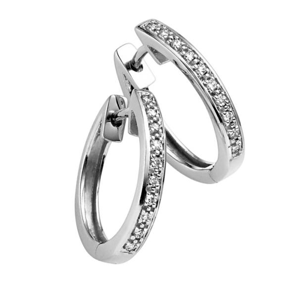 Creolen 14,1mm Brillant 0,07ct 14 Kt 585 WEISSGOLD
