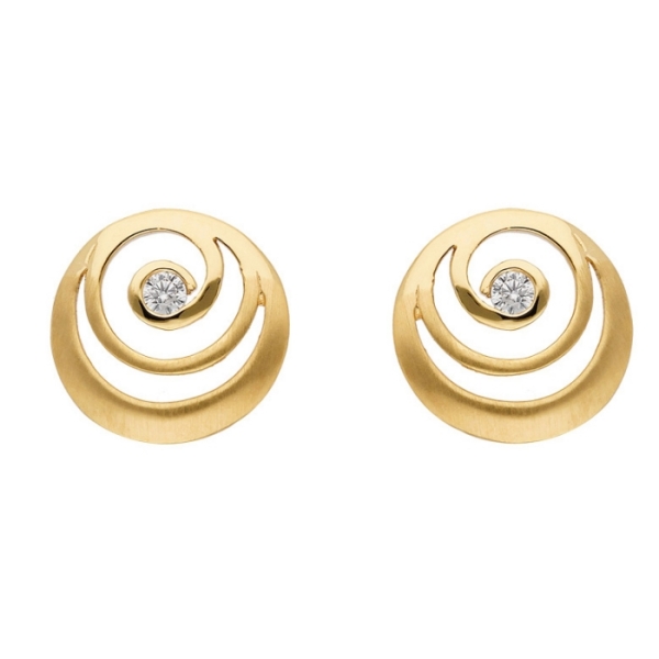 Ohrstecker rund 9,9mm matt poliert Zirkonia 8Kt 333 GOLD