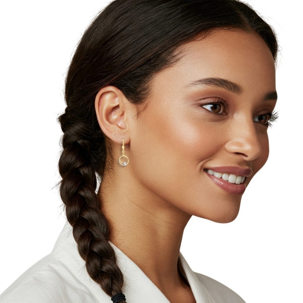 Ohrhänger Kreis 12,1mm bicolor mit Zirkonia 8kt 333 GOLD