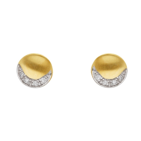 Ohrstecker rund 6,5mm mattiert Zirkonia 8Kt 333 GOLD