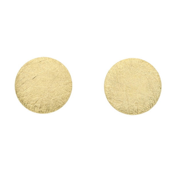 Ohrstecker runde Platte eismattiert 8mm 925 Silber vergoldet