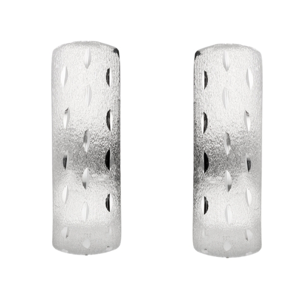 Creole 14,8x5,1mm satiniert diamantiert rhodiniert Silber 925