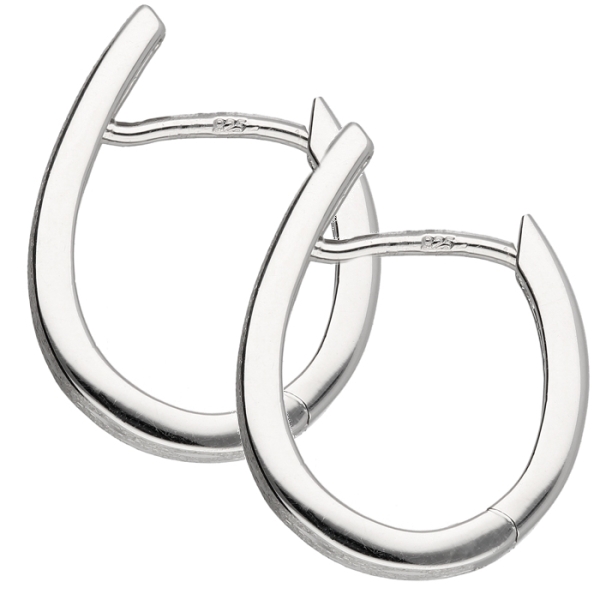 Creole 17x3,1mm satiniert diamantiert rhodiniert Silber 925