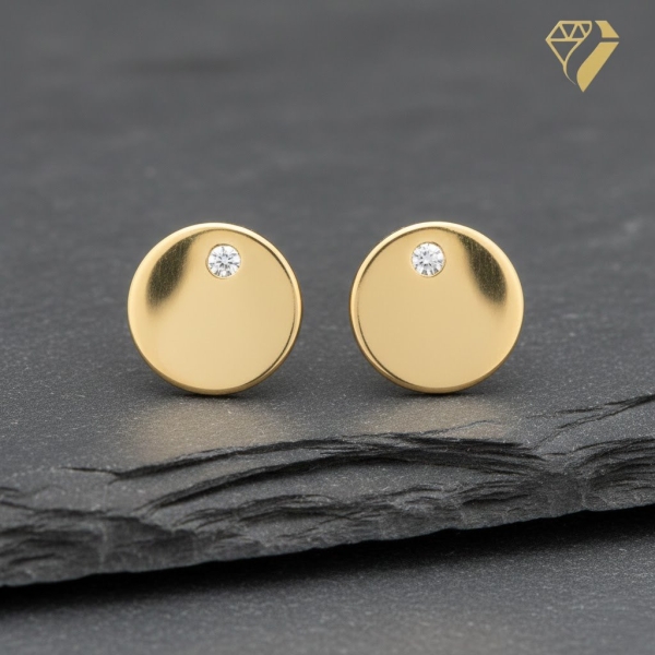 Ohrstecker Ohrring rund 7mm mit Zirkonia vergoldet Silber 925