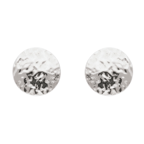 Ohrstecker Ohrring 8,7mm rund gehämmert Silber 925