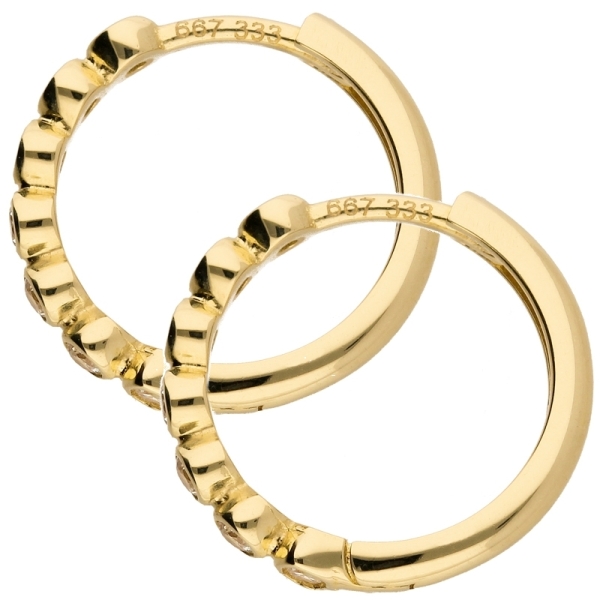 Creole Klappscharnier Zirkonia Ø14,3mm 8Kt 333 GOLD