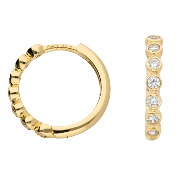 Creole Klappscharnier Zirkonia Ø14,3mm 8Kt 333 GOLD