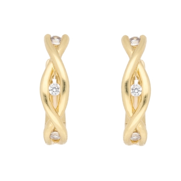 Creole Klappscharnier geflochten Zirkonia Ø13mm 8Kt 333 GOLD