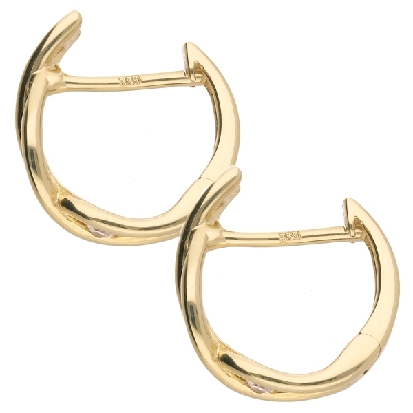 Creole Klappscharnier geflochten Zirkonia Ø13mm 8Kt 333 GOLD