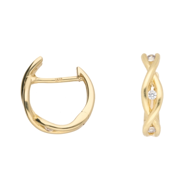 Creole Klappscharnier geflochten Zirkonia Ø13mm 8Kt 333 GOLD
