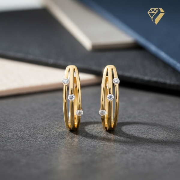 Creole Klappscharnier Zirkonia Ø14x4,1mm 8Kt 333 GOLD