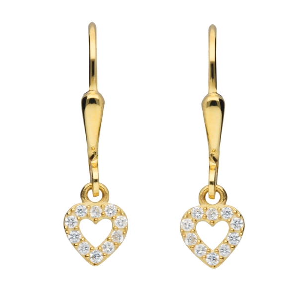 Brisur Ohrhänger Herz Zirkonia 8Kt 333 GOLD