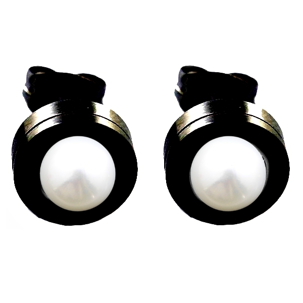 Ohrstecker Edelstahl 9mm schwarz mit Kristall Elements oder Süßwasserperlen nach Wahl