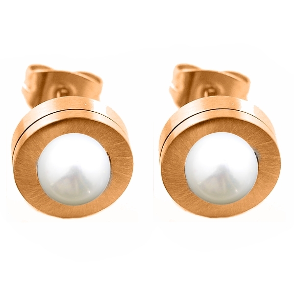 Ohrstecker Edelstahl 9mm rose vergoldet mit Kristall Elements oder Süßwasserperlen nach Wahl