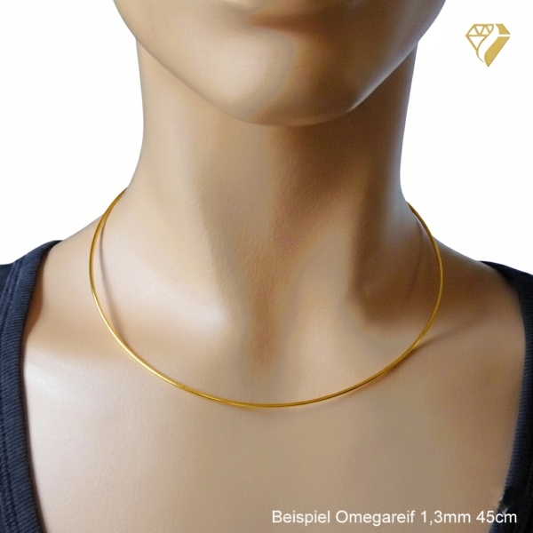 Collier Omegareifen 1,5mm Bajonett vergoldet 925 Silber 42cm