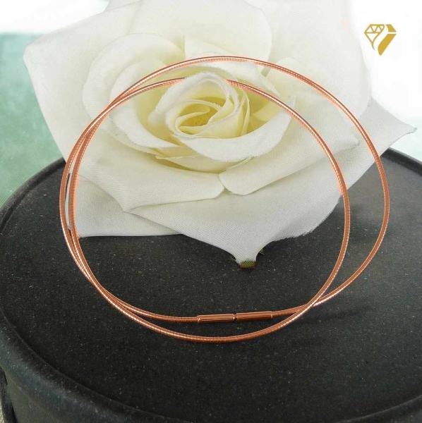 Collier Omegareifen 1,3mm Bajonett rose vergoldet 925 Silber 40cm