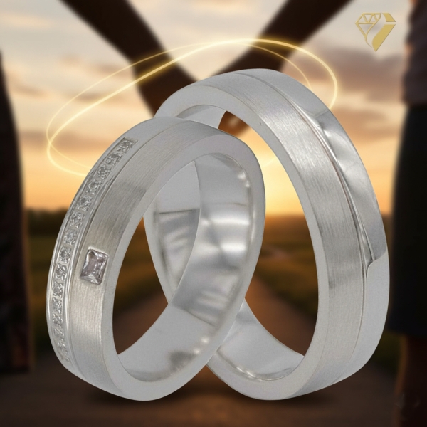 Partnerringe Freundschaftsringe Trauringe halb gebürstet poliert aus 925 Silber