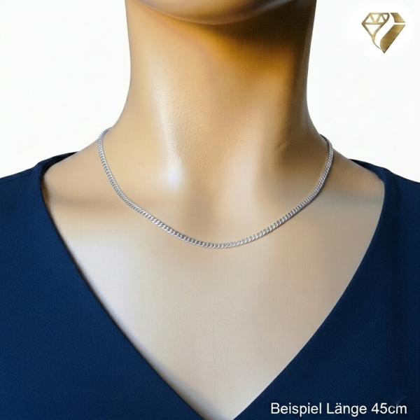 Collier Panzer flach 2,1mm 14Kt 585 WEISSGOLD 50cm