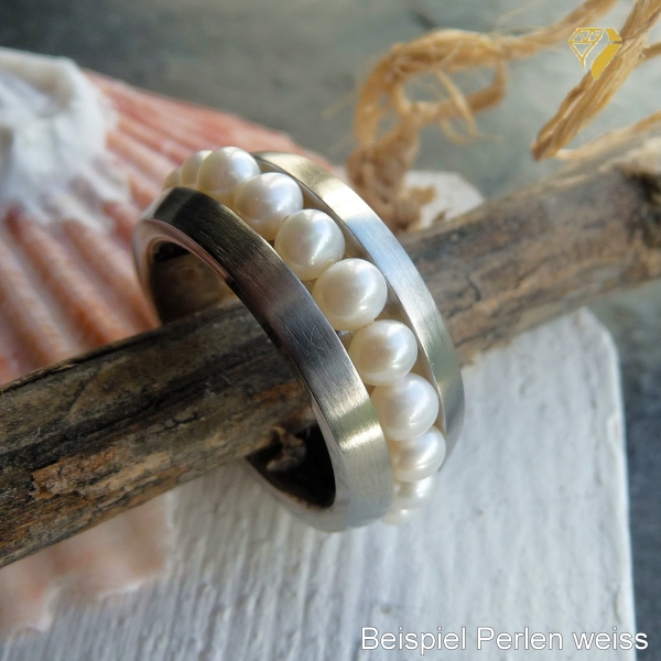 Ring Edelstahl mit Süßwasserperlen