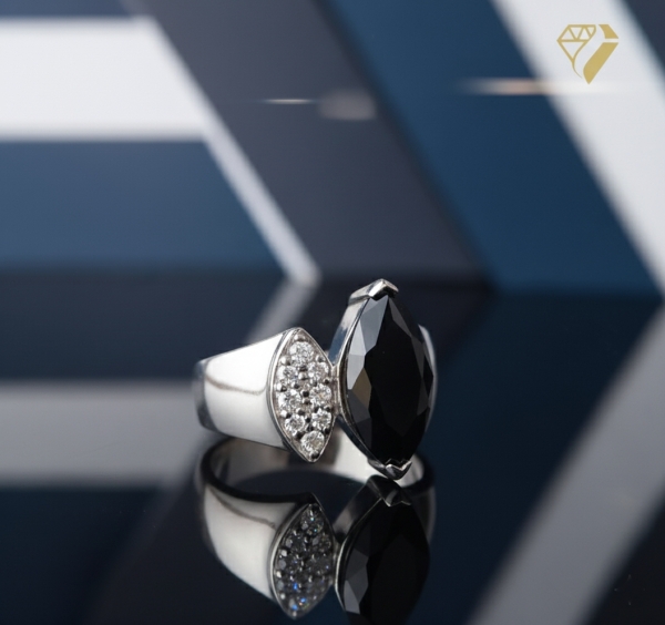 Ring Silber 925 in schwarz/crystal Gr. 53