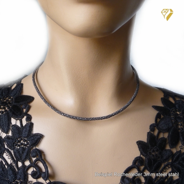 Armband oder Collier aus Rochenleder 3mm mit Clickverschluss 30 Farben
