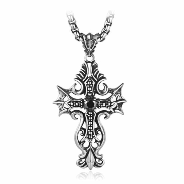 Kette Edelstahl mit Kreuz und Zirkonia