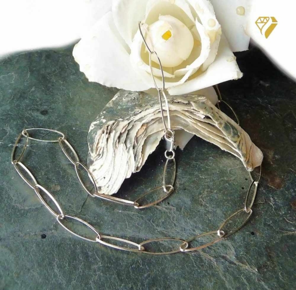 Collier Kette Anker oval Silber 925, vergoldet, rosé vergoldet 55cm