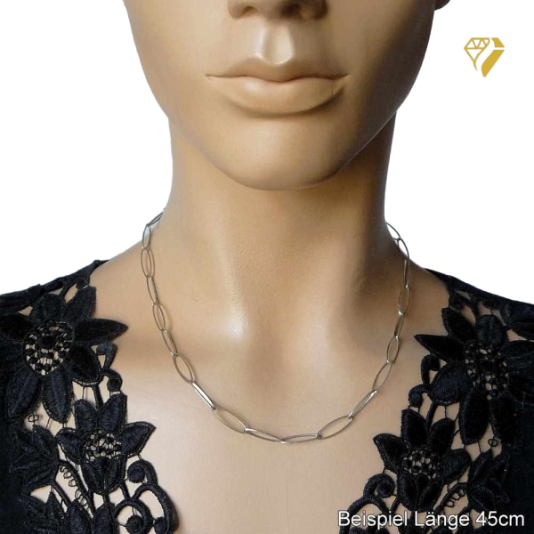 Collier Kette Anker oval Silber 925, vergoldet, rosé vergoldet 55cm