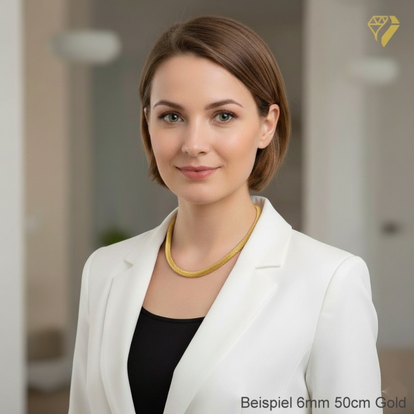 Exklusive Schlauchkette 3,2-6mm Collier Silber 925 vergoldet mit Bajonettverschluss 38cm