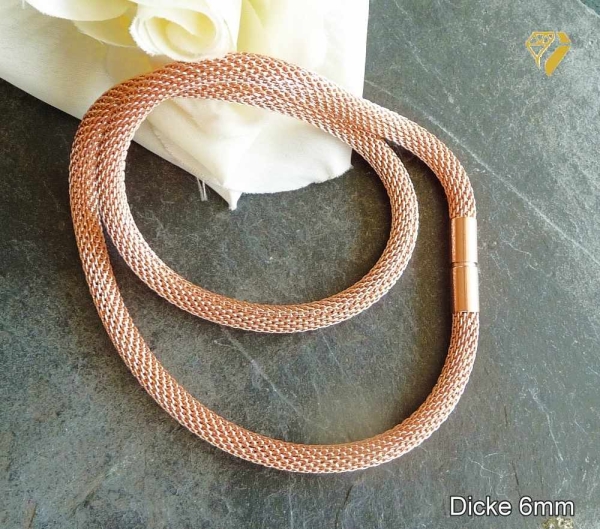 Exklusive Schlauchkette 3,2-6mm Collier Silber 925 rose vergoldet mit Bajonettverschluss 38cm