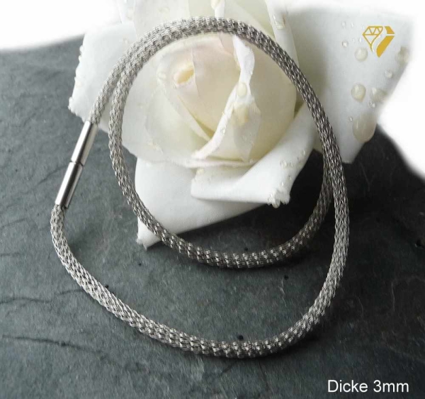 Exklusive Schlauchkette Collier Edelstahl 3mm mit Bajonettverschluss 45cm