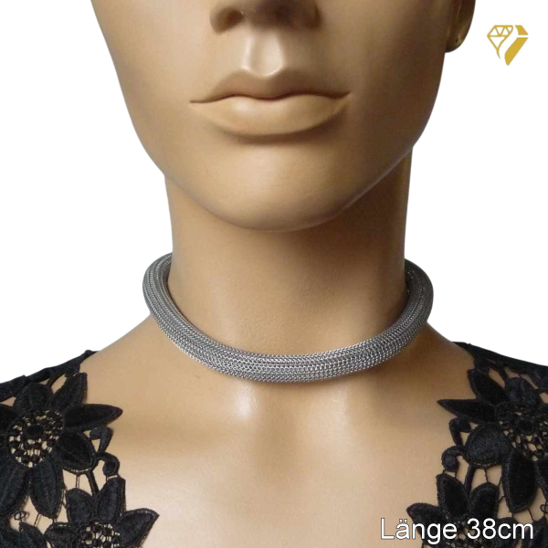 Exklusive Schlauchkette Collier Edelstahl 10mm mit Bajonettverschluss 38cm oder 49cm