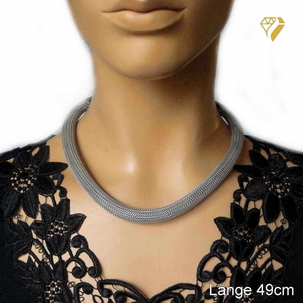 Exklusive Schlauchkette Collier Edelstahl 10mm mit Bajonettverschluss 38cm oder 49cm