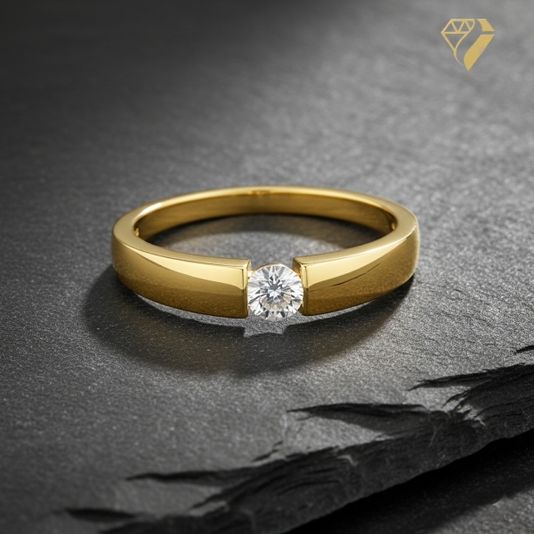 Ring Solitär Zirkonia 4mm 8Kt 333 Gold