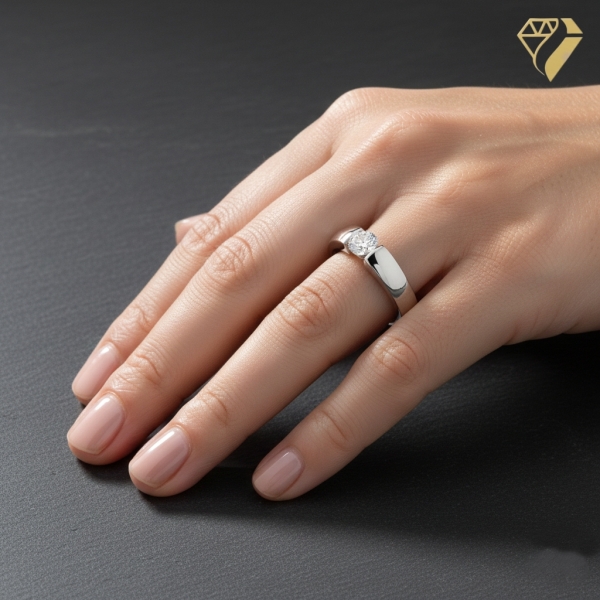 Ring Solitär Zirkonia 4mm 14Kt 585 Weissgold