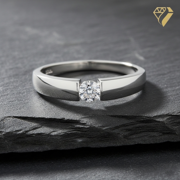 Ring Solitär Zirkonia 4mm 8Kt 333 Weissgold