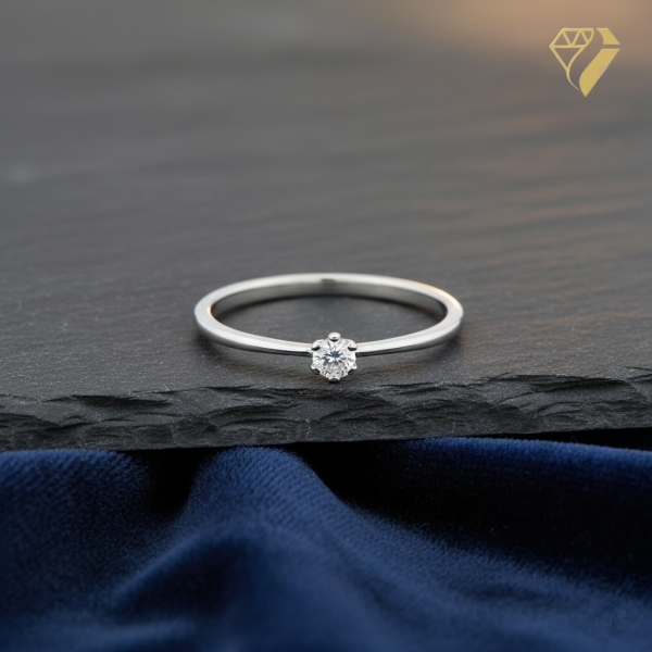 Ring Solitär mit einem Zirkonia 3,4mm 925 Silber Gr. 52