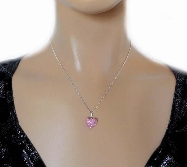 Anhänger 3D Herz Zirkonia rosa Silber 925