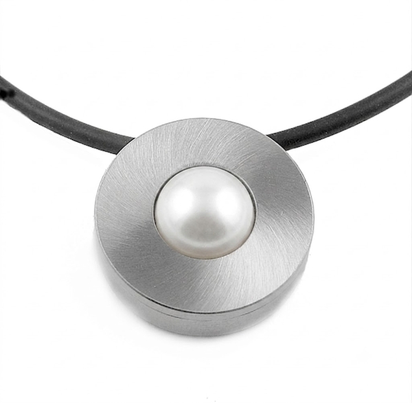 Anhänger Edelstahl 22mm mit Kristall Elements oder Süsswasserperle nach Wahl
