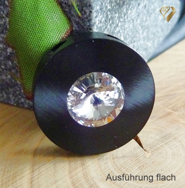 Anhänger Edelstahl 22mm schwarz mit Kristall Elements oder Süßwasserperle nach Wahl