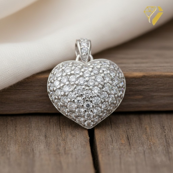 Anhänger Herz 13x11mm mit Zirkonia Silber 925