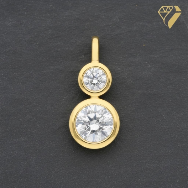 Anhänger 13mm  2x Zirkonia 8Kt 333 GOLD