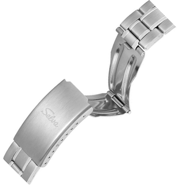SELVA Damen Quarz Armbanduhr mit Edelstahlband, Zifferblatt schwarz Ø 27mm