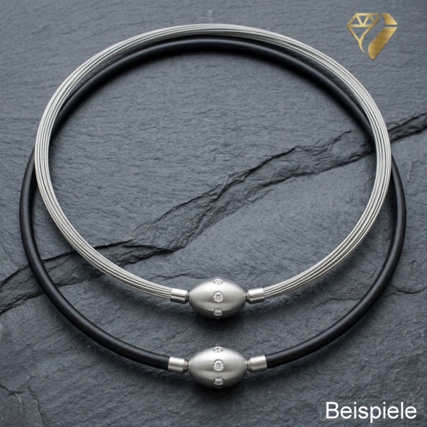 Wechselschliesse Edelstahl Olive mit Zirkonia rundherum