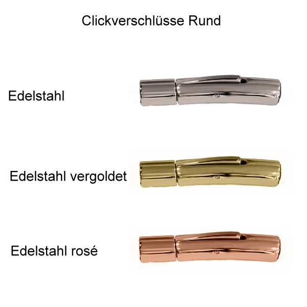 Lederbänder Colliers Armbänder Kalbsleder 3mm mit Clickverschluss Edelstahl