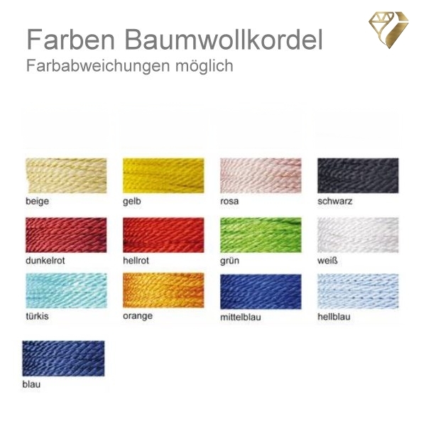 Collier Baumwollkordel Farbwahl in 2, 4 oder 6mm für Wechselschliesse