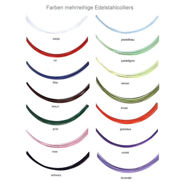 Edelstahl Collier farbig 12-50 reihig für Wechelschliesse