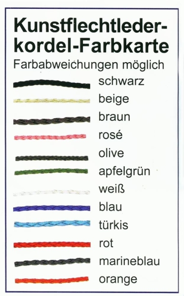 Kunstflechtleder-Kordel 2,5mm 12 Farben