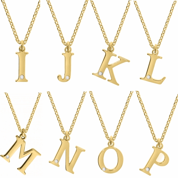 Anhänger Buchstabe A-Z mit Diamant 0,008ct und Kette Silber 925 vergoldet 45+3cm