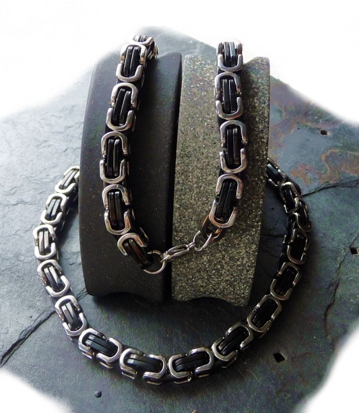 Kette Collier Edelstahl black Königskette 8,5mm 60cm
